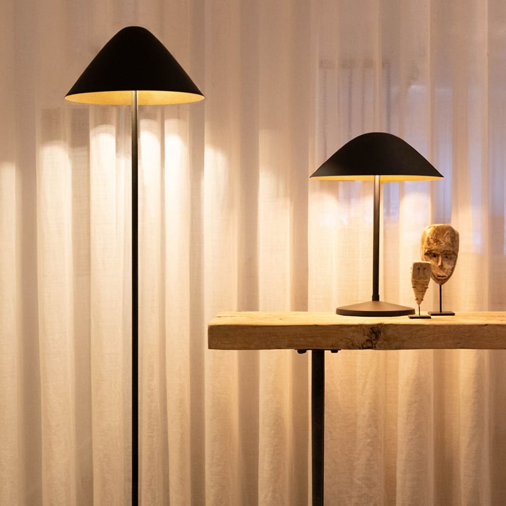 Lampe de table en forme de champignon, métal, noir, 34 x 45 x 34 cm — vue 3