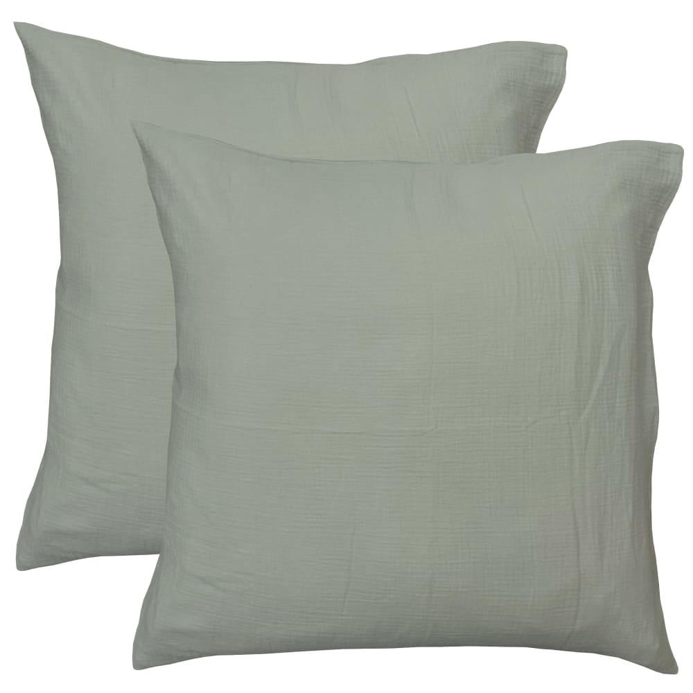 Set de 2 taies d'oreiller unies en coton Lichen 65x65cm