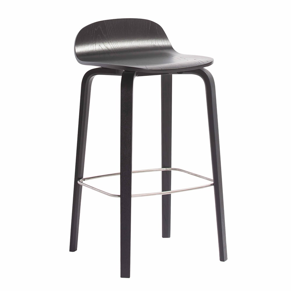 Chaise haute en contreplaqué chêne naturel noire