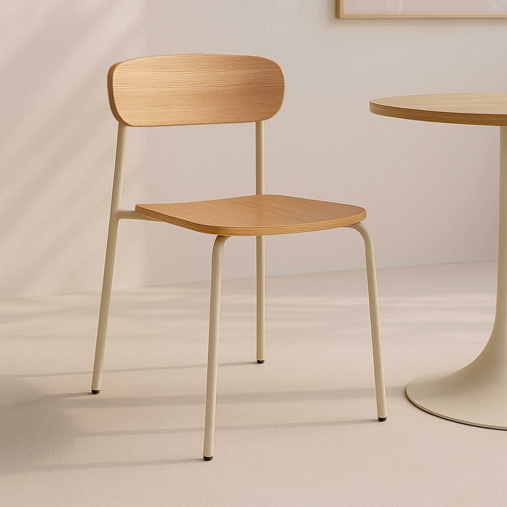 Lot de 2 chaises en bois beige