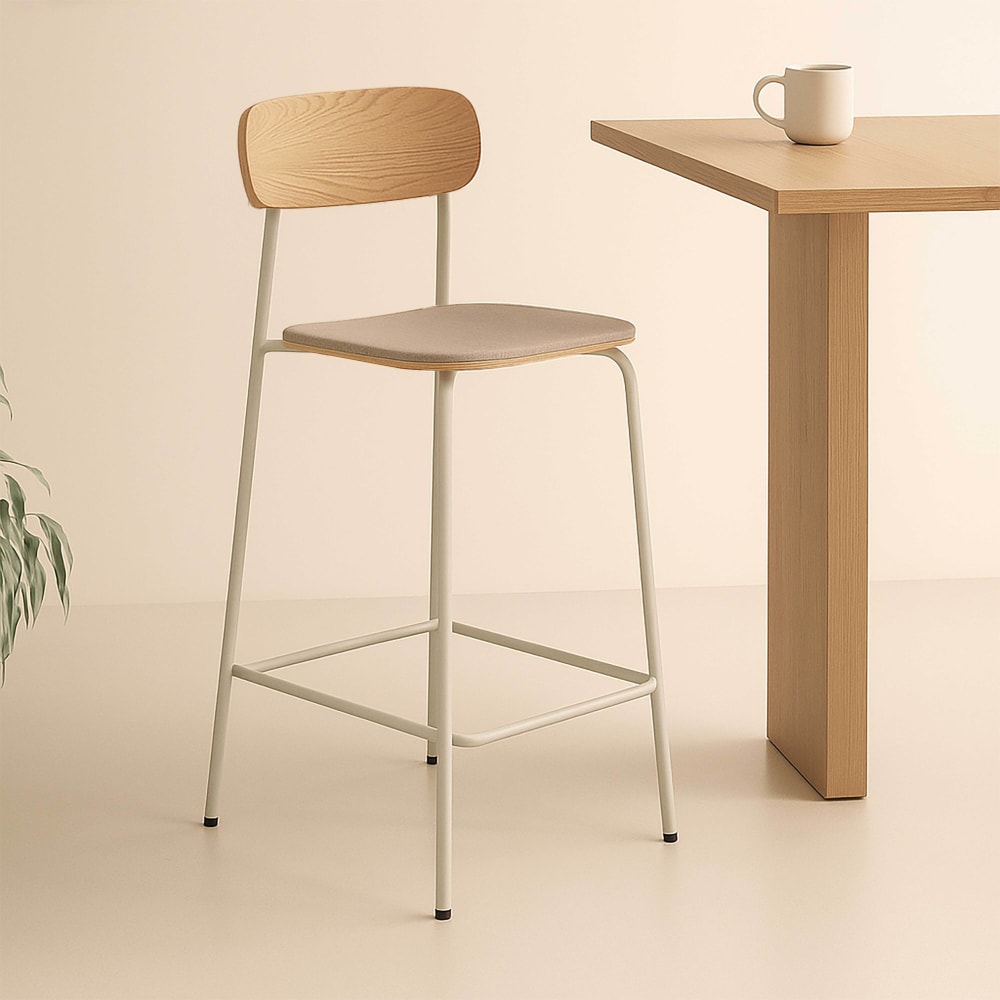 Set mit 2 beigen Hochstühlen aus Holz - Maisons Du Monde