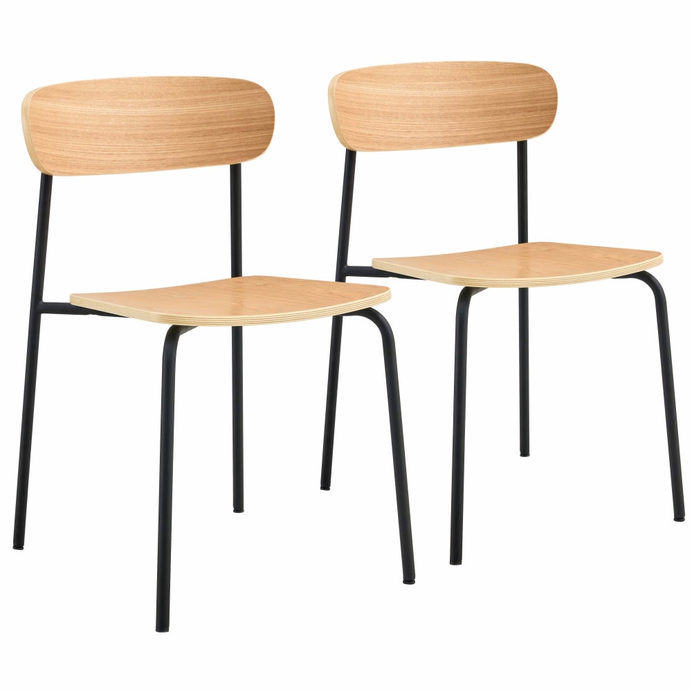 Oviala Set mit 2 schwarzen Holzstühlen - Stahl