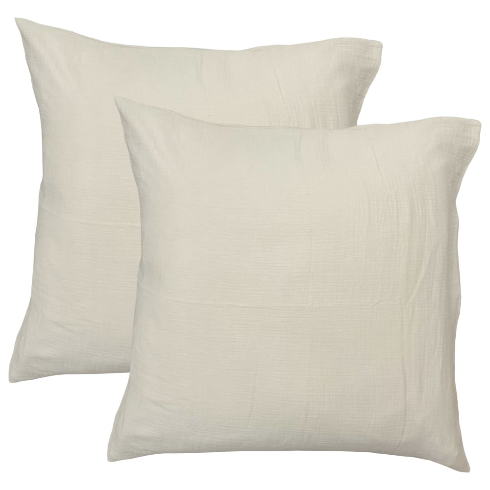 Set de 2 taies d'oreiller unies en coton Naturel 65x65cm