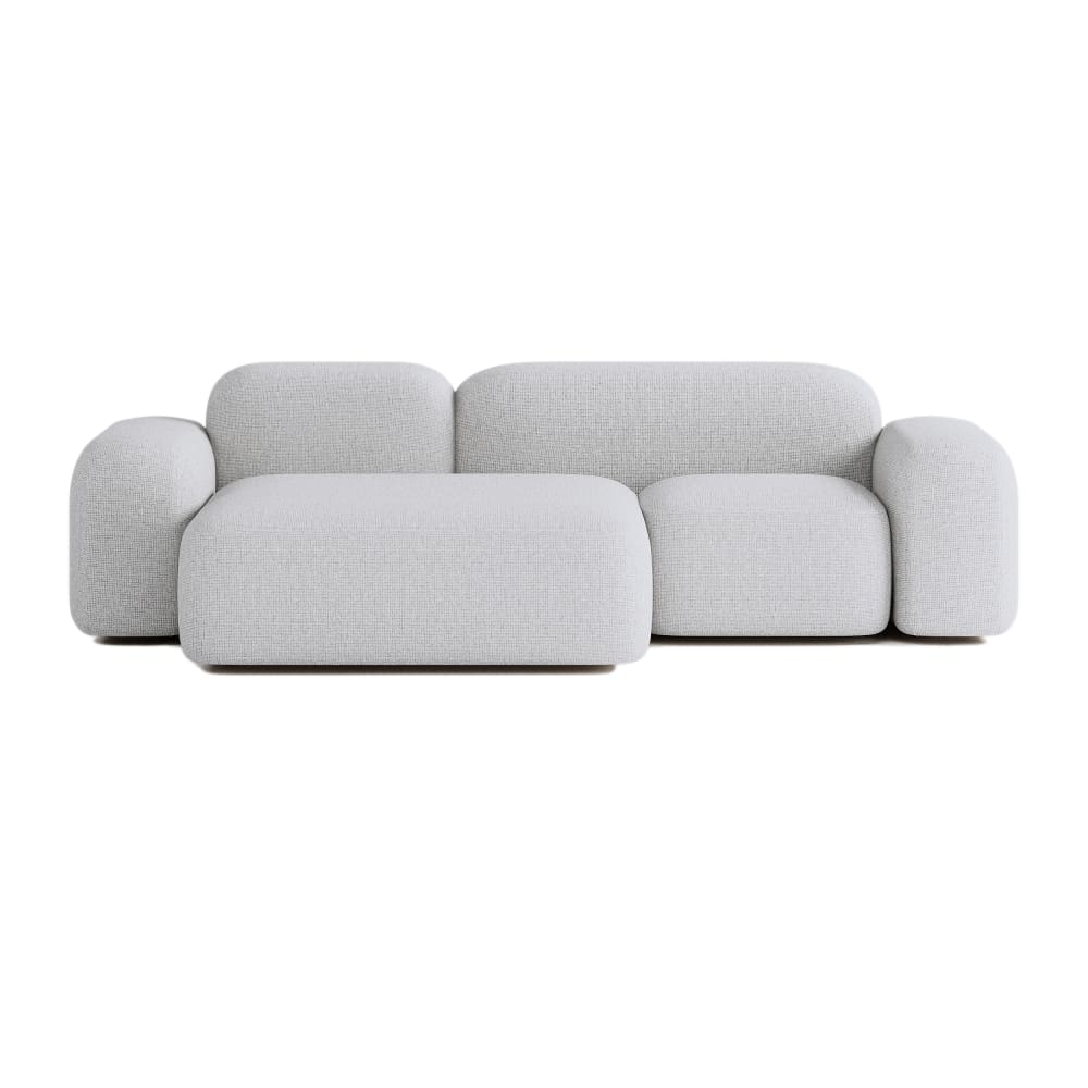 Canapé d'angle modulable 3 places tissu gris clair