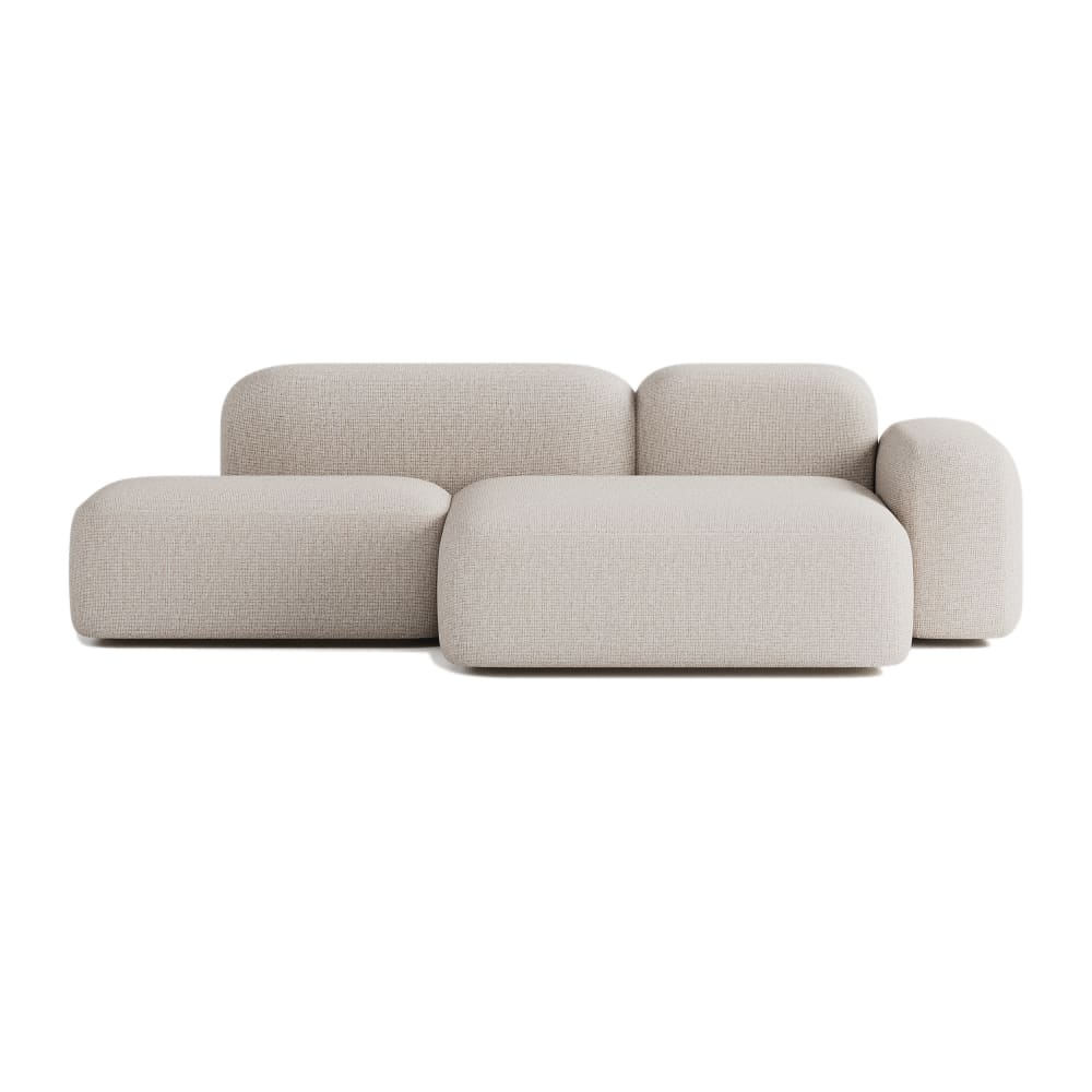 Canapé d'angle modulable 3 places tissu beige