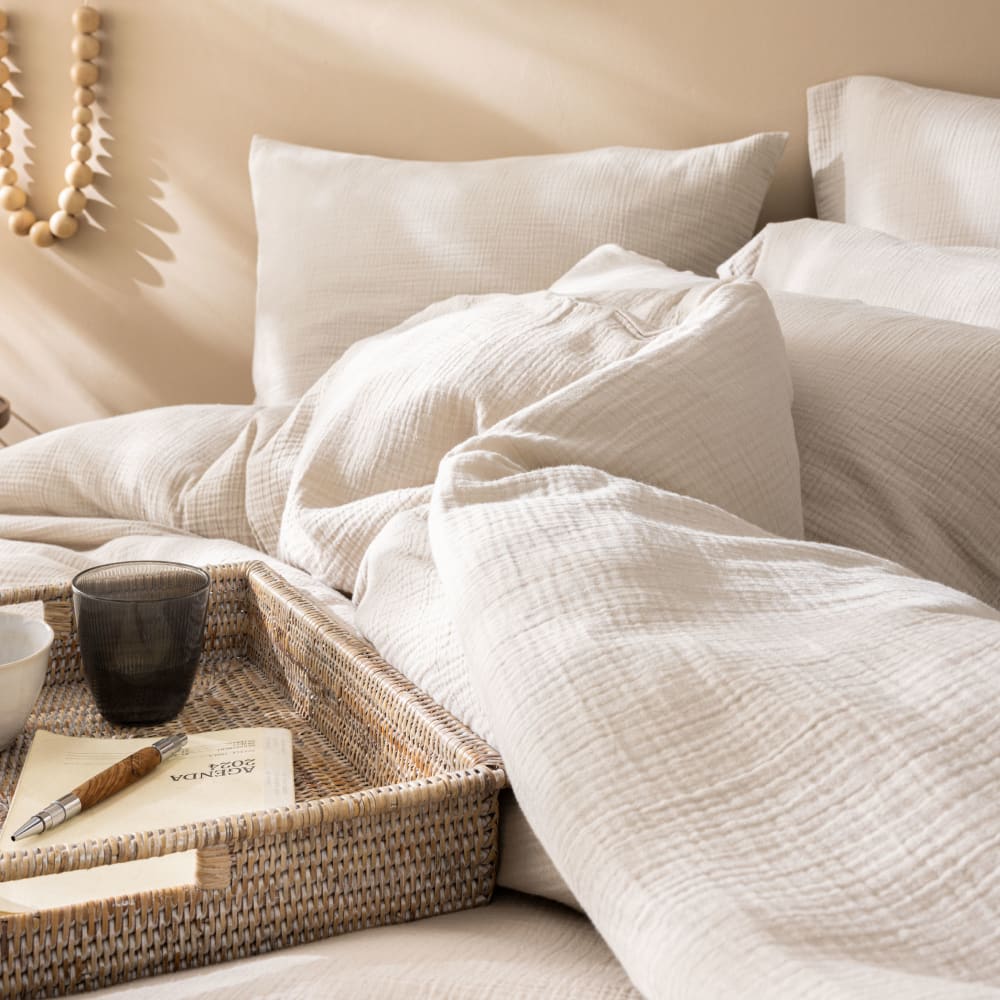 Housse de couette unie en coton naturel 260x240cm — vue 4