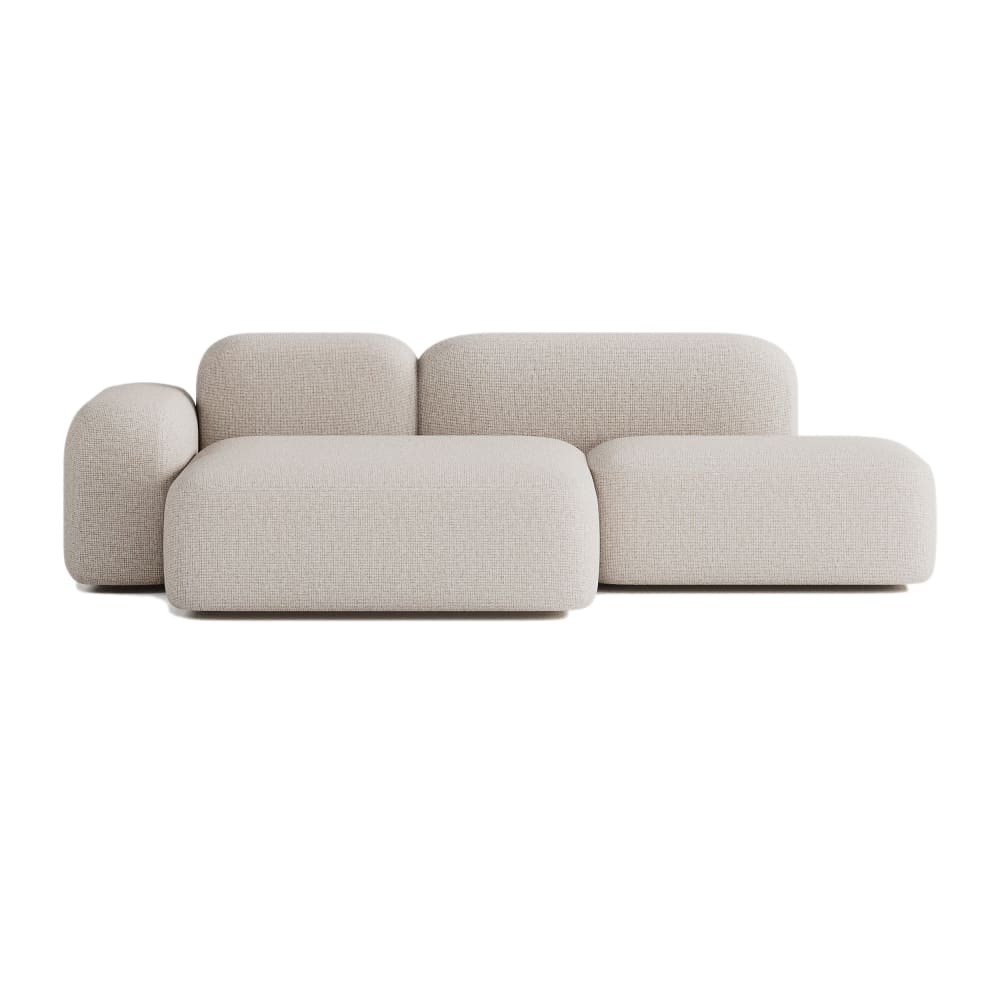 Canapé d'angle modulable 3 places tissu beige