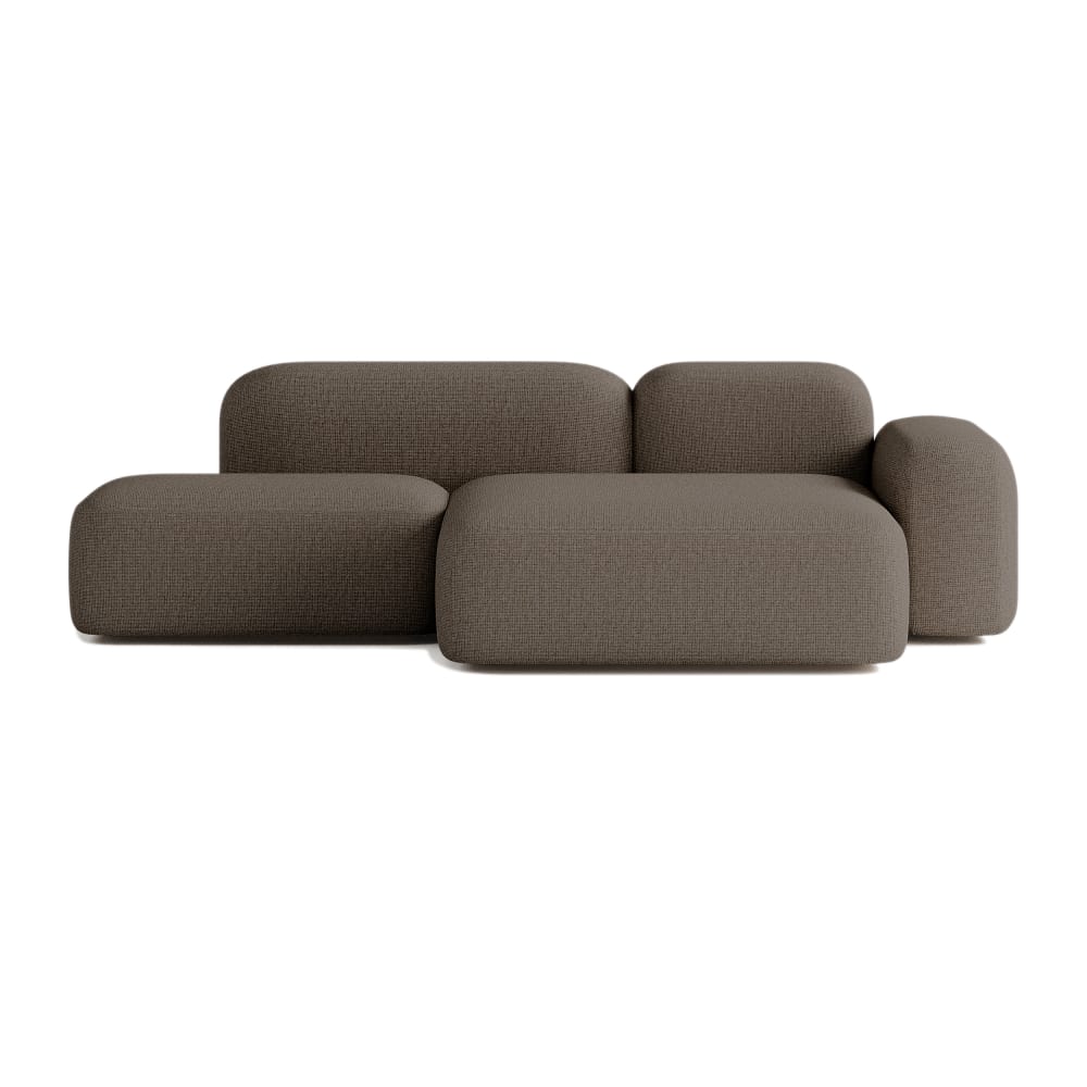 Canapé d'angle modulable 3 places tissu marron