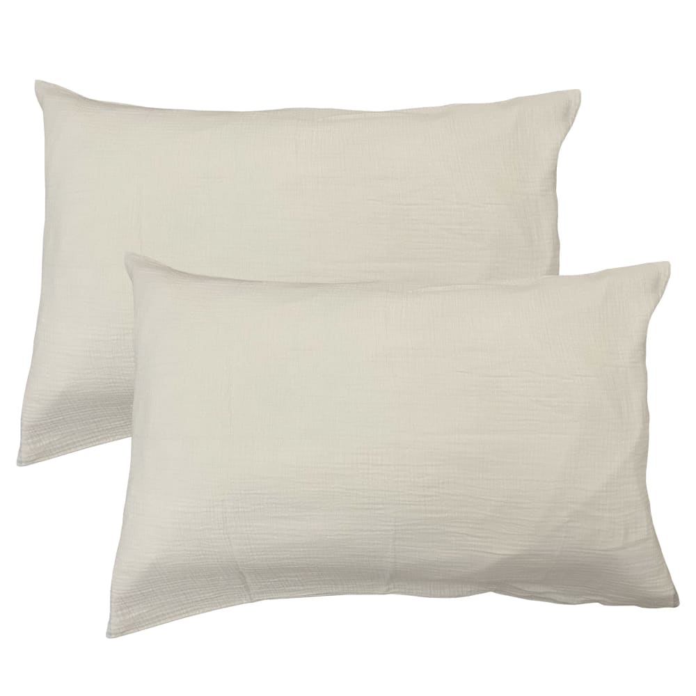 Set de 2 taies d'oreiller unies en coton Naturel 50x70cm