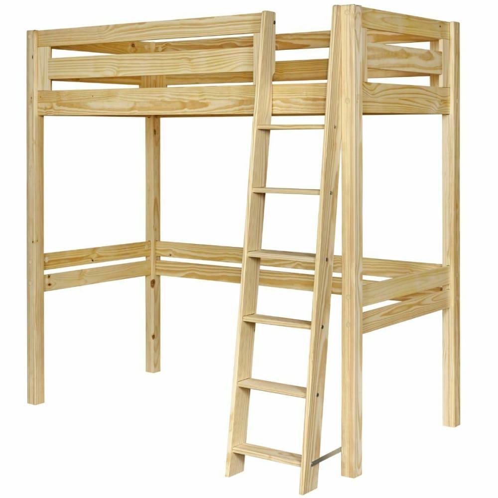 Lit mezzanine 2 places bois massif 140x190 cm