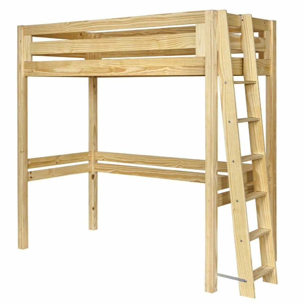 Pack lit mezzanine 2 places avec matelas bois massif 120x190 cm