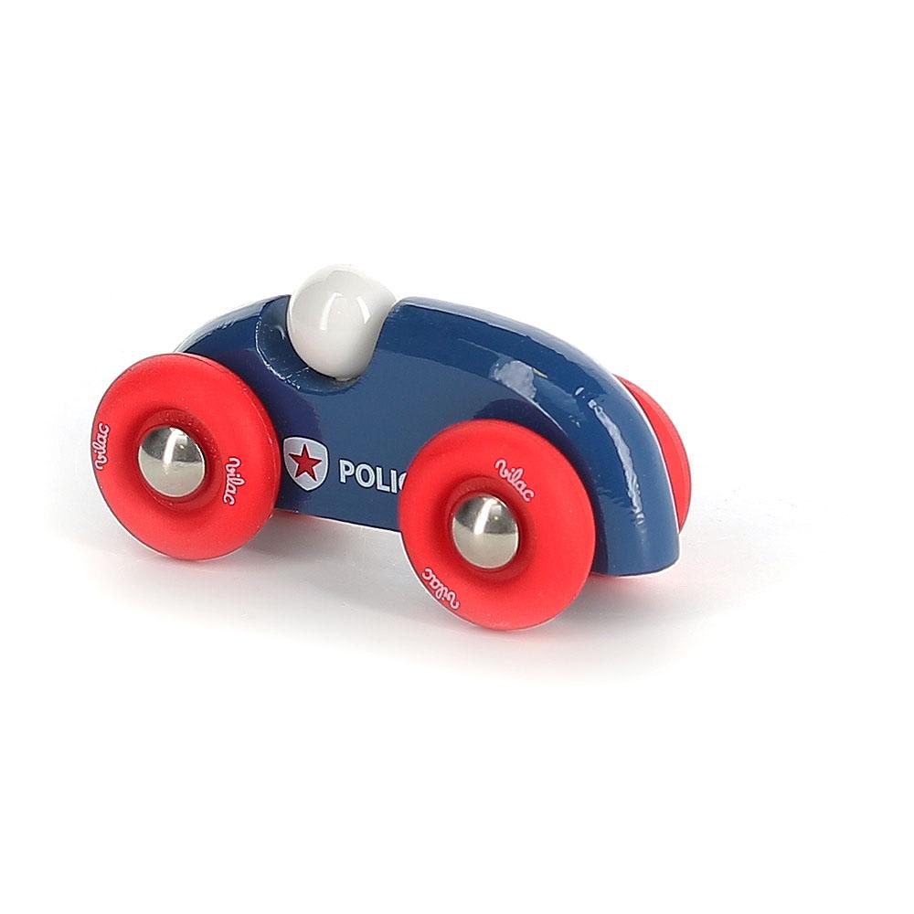 Vilac Mini rallye police style contemporain Bleu Bois - 9x4x5cm