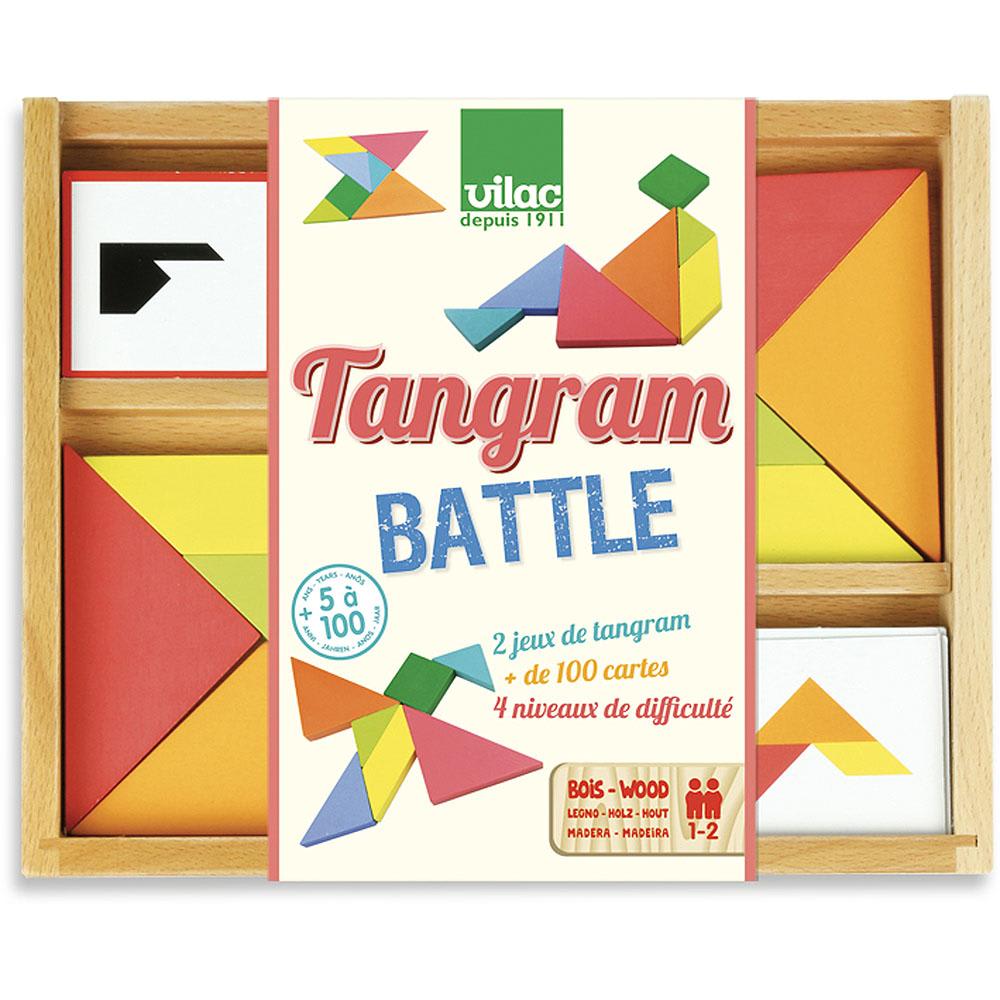 VILAC Un jeu de Tangram en bois de 4 niveaux pour des combats de plus en plus corsés de la marque Vilac. A partir de 5 ans+.