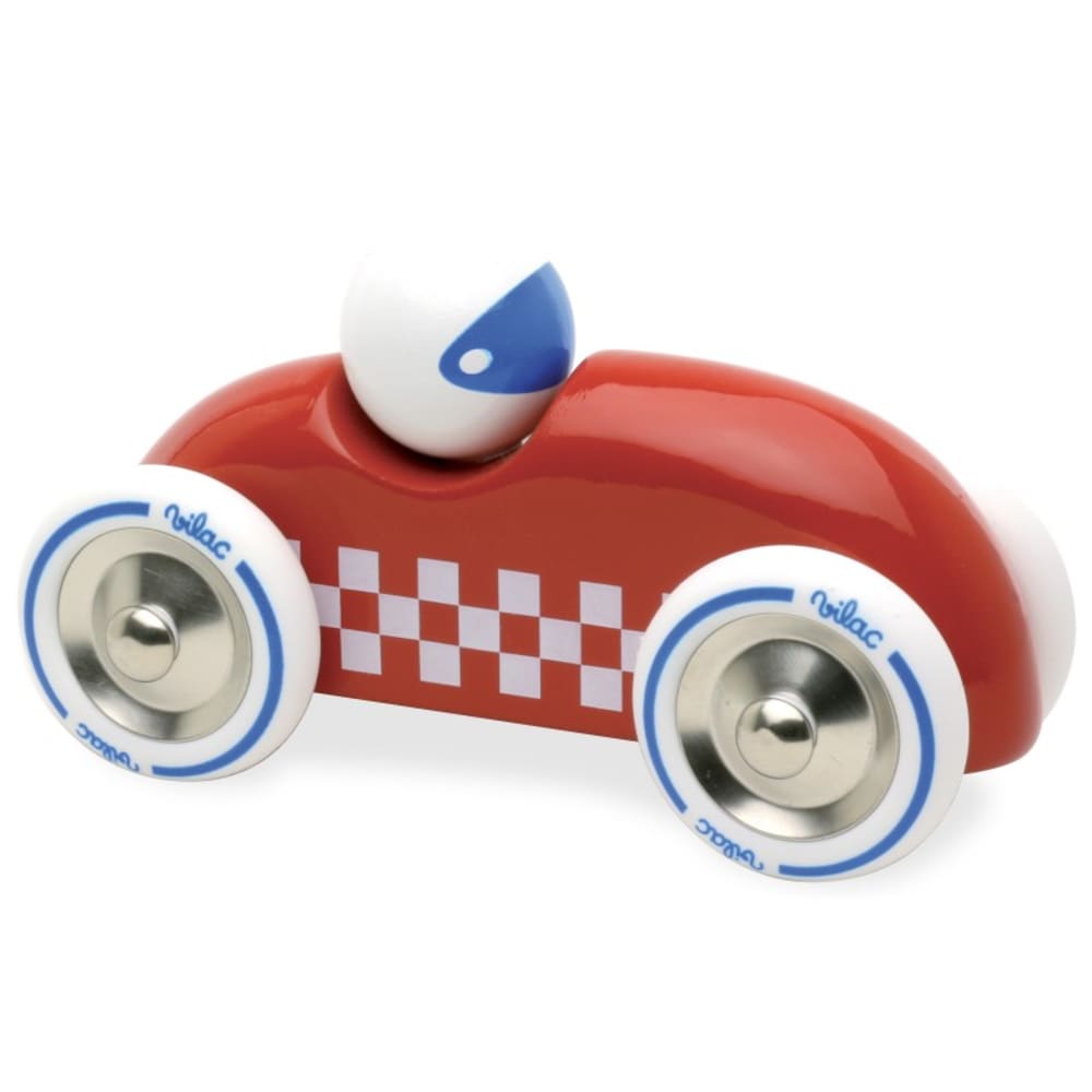 Vilac Voiture rallye checkers gm rouge style contemporain Rouge Bois - 15x6x6cm