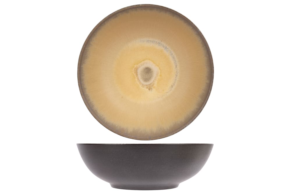 Lot de 3 Assiettes creuse en Céramiqe, jaune, D18 cm
