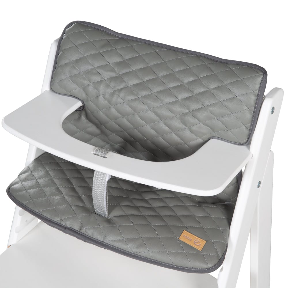Coussin chaise haute bébé 2pcs hydrofuge en similicuir gris - Maisons du Monde
