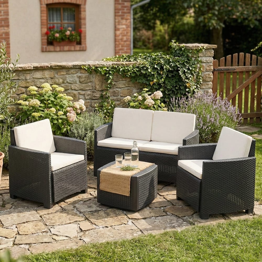 Anthrazitfarbenes Outdoor-Lounge-Set 73x67h77 cm - Maisons Du