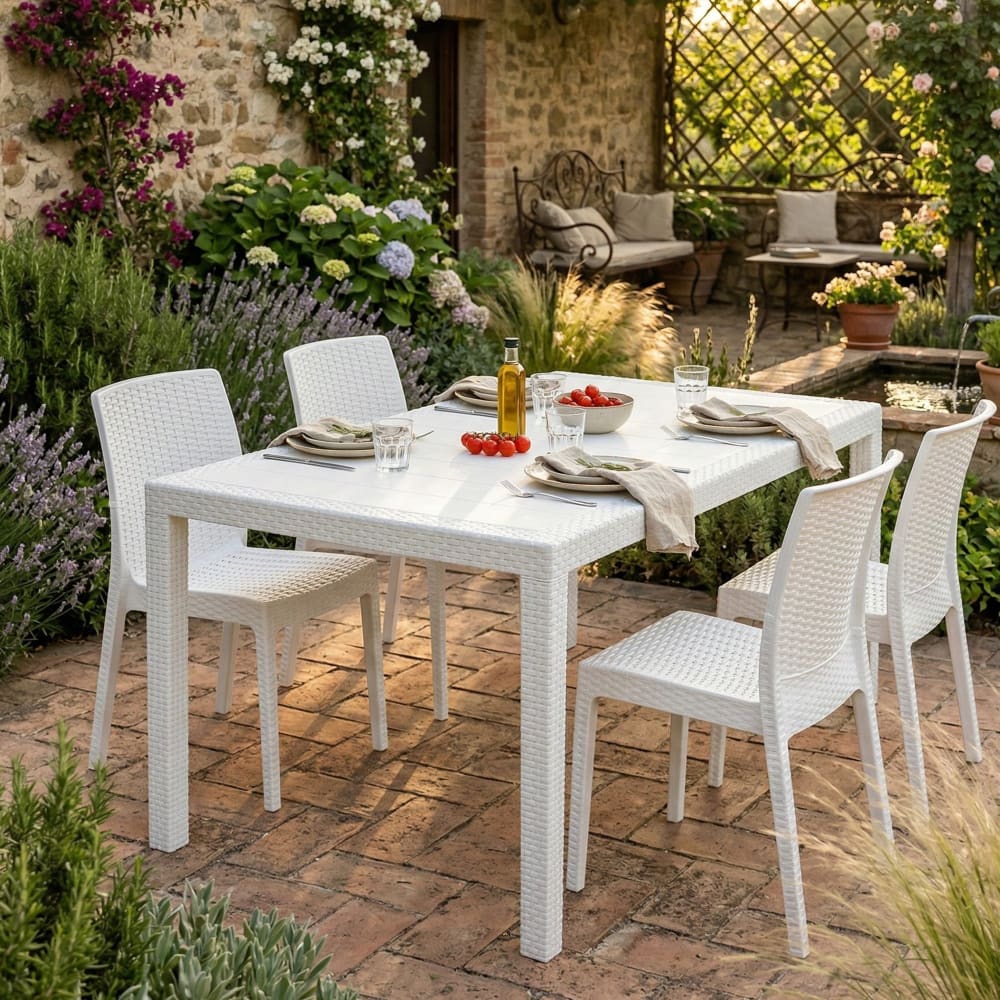 Table d'extérieur blanc 150x90h72 cm - Maisons du Monde