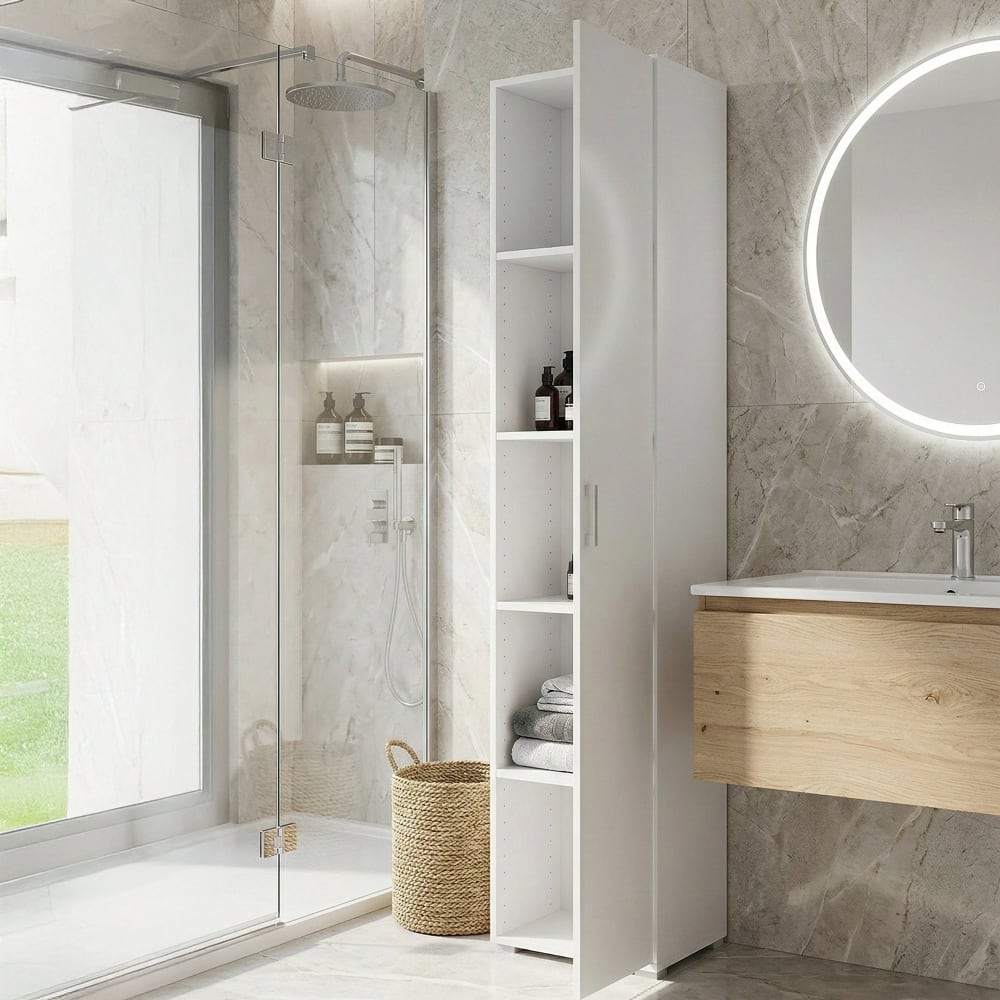 Armoire polyvalente 1 porte effet bois blanc 45x45 cm - Maisons du Monde