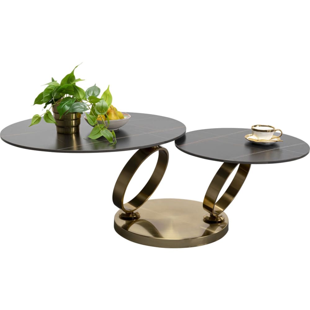 Table basse pivotante en grès noir et acier doré - Maisons du Monde