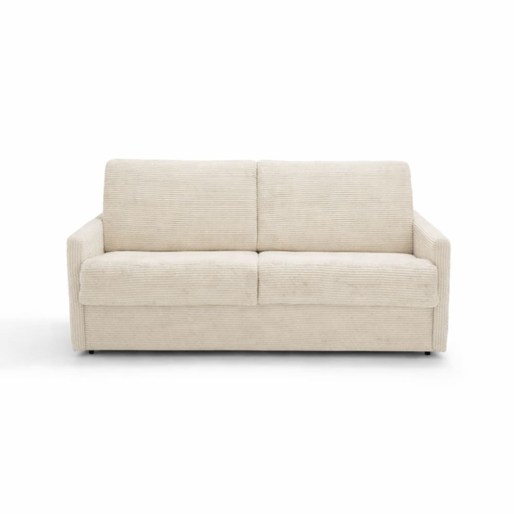 Canapé convertible 3 places en velours côtelé - Beige