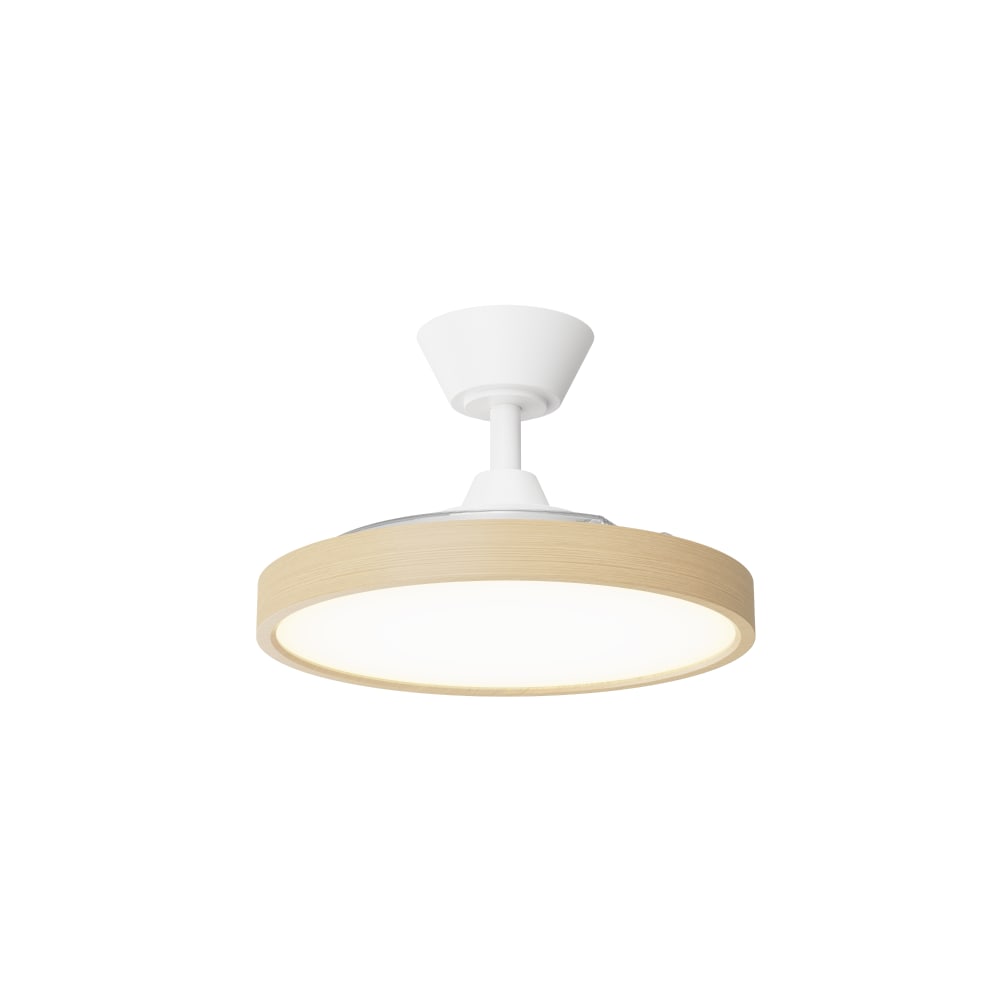 Ventilateur de plafond en couleur chêne - pales rétractables