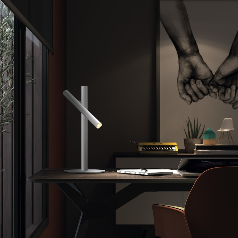 Lampe tube led en métal, blanc H:45cm - Maisons du Monde