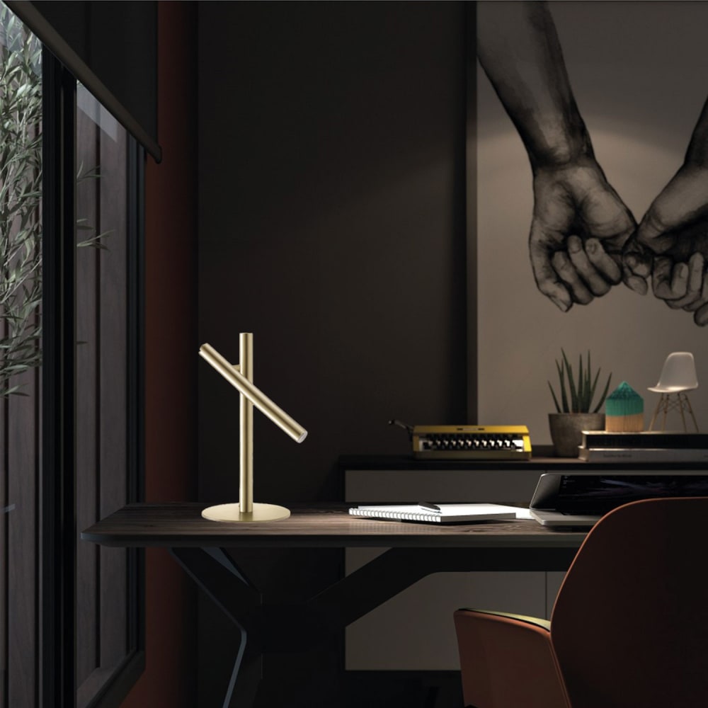 Lampe tube led en métal, doré H:45cm — vue 3