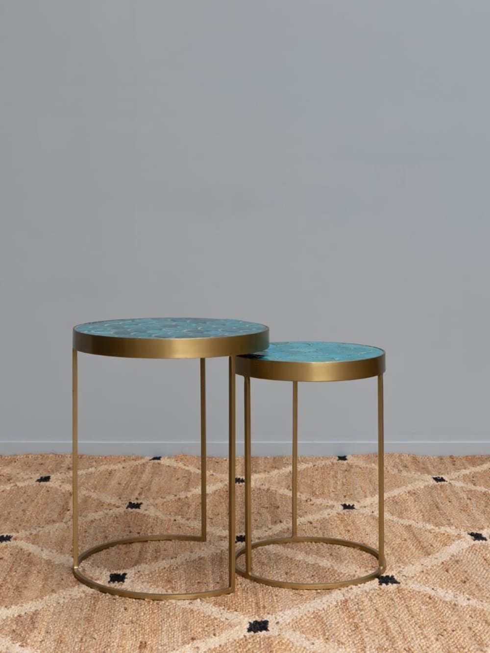Tables d'appoint en céramique bleu et doré ( lot de 2 ) - Maisons du Monde