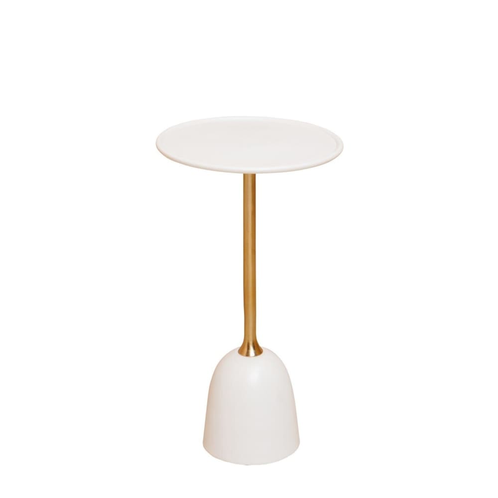 Chehoma Petite table d'appoint en métal doré et blanc Blanc Métal - 30x50x30cm