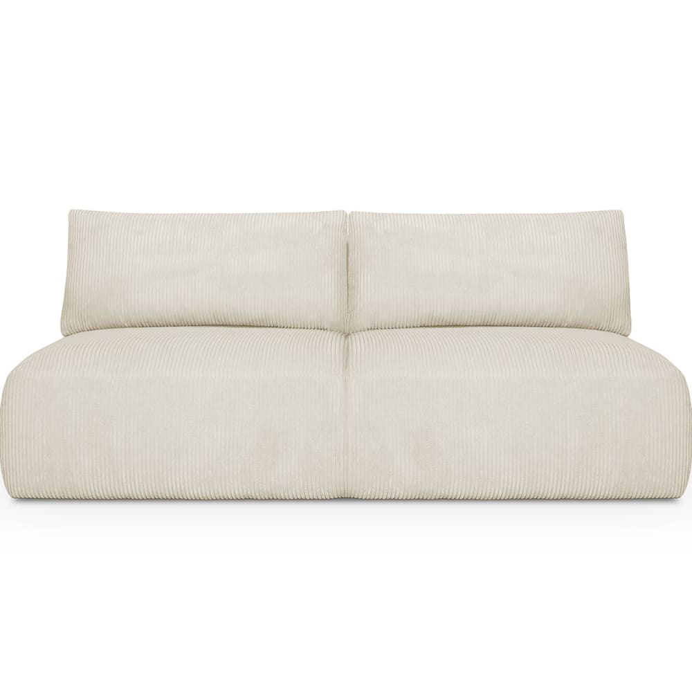 Canapé convertible 3 places en velours côtelé beige