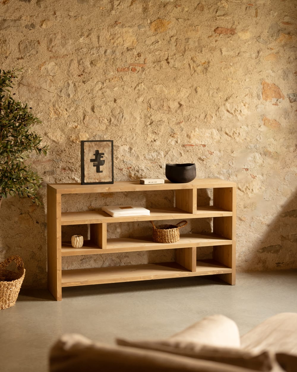 Étagère en bois de sapin marron clair de 80x140cm