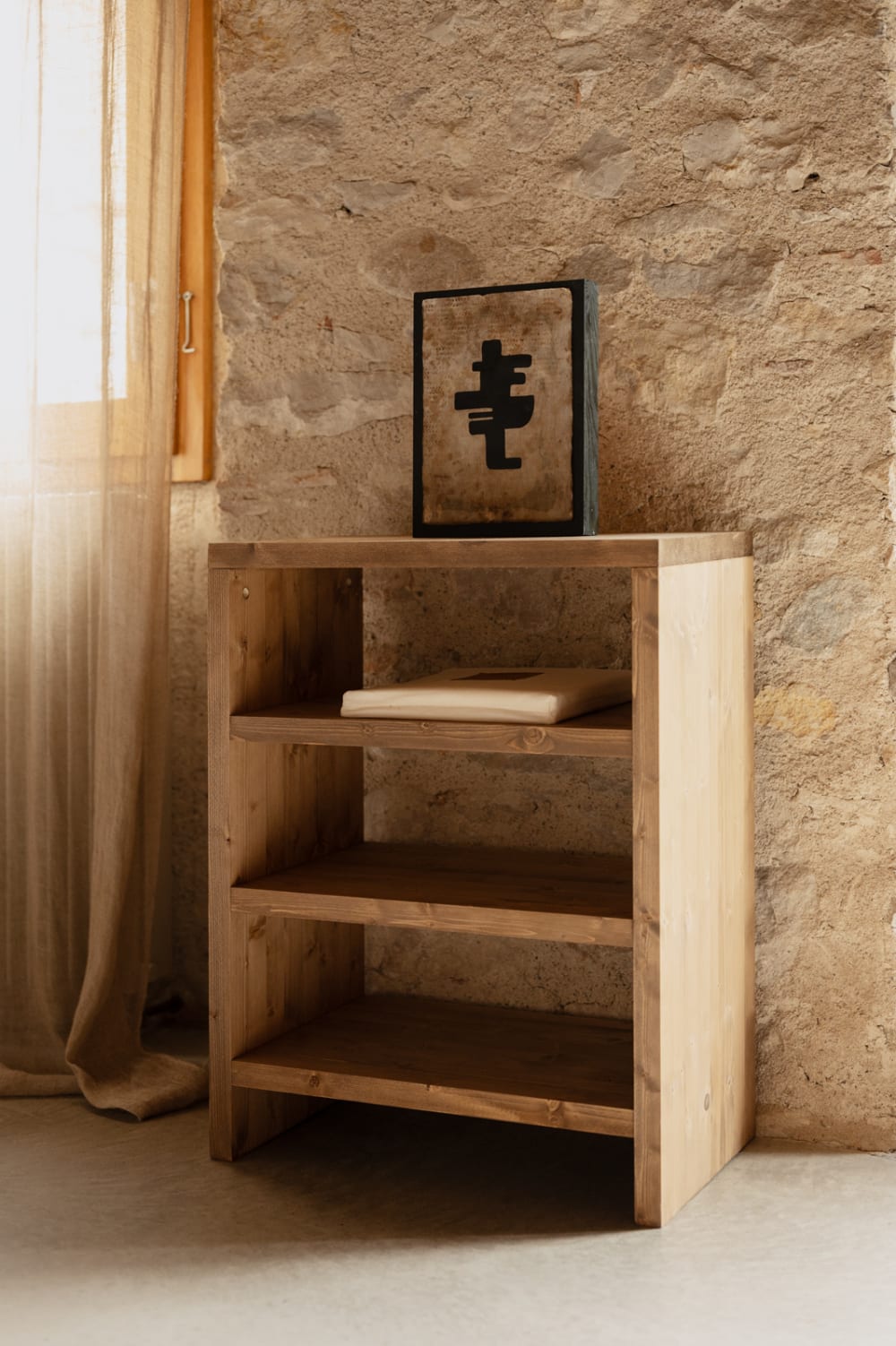 Étagère à chaussures en bois de sapin marron clair 80x60cm