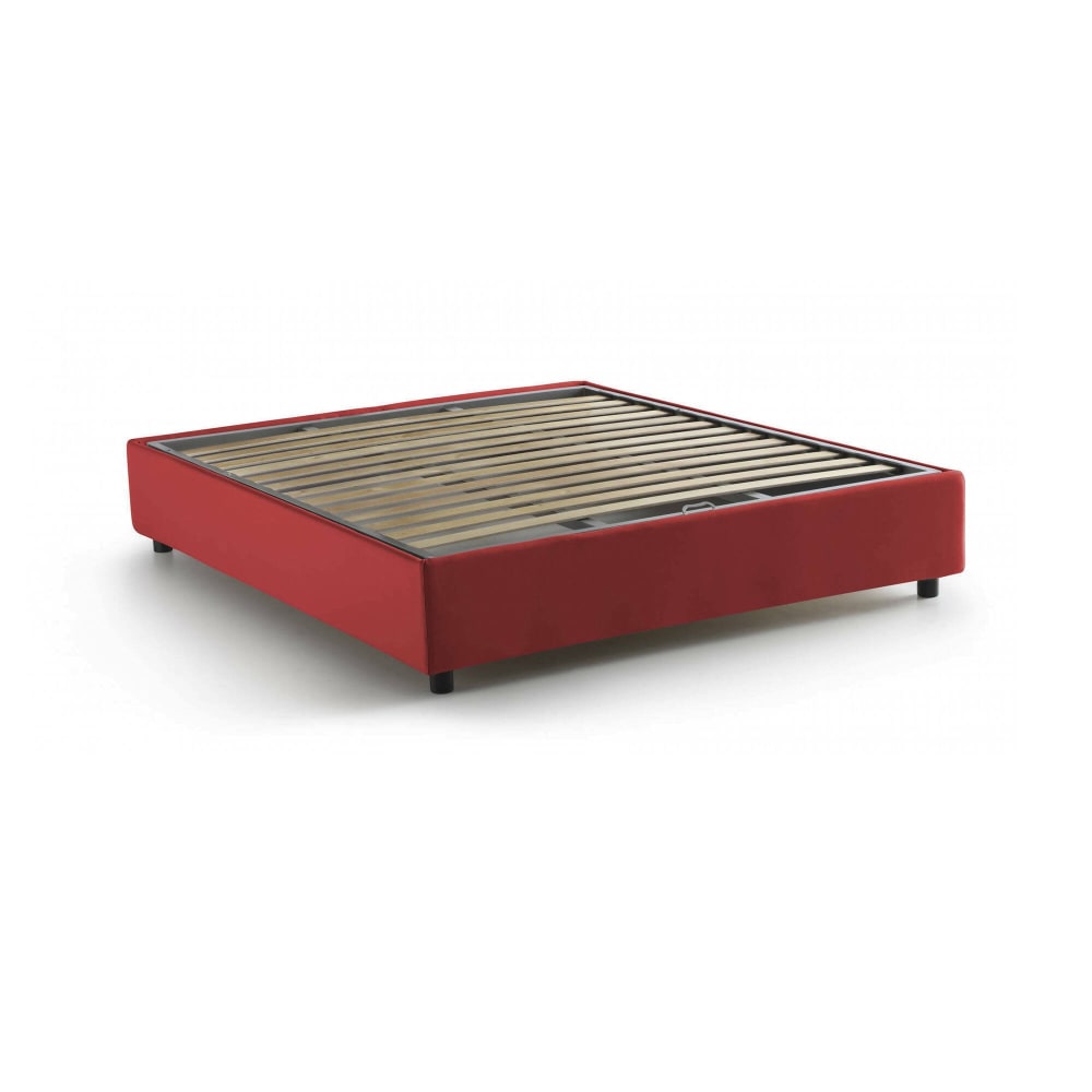 Lit double en tissu rouge 140x200 cm