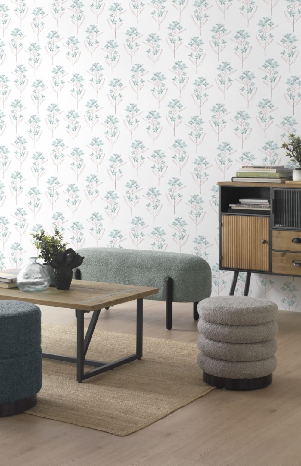 Tabouret tapissé gris - Maisons du Monde