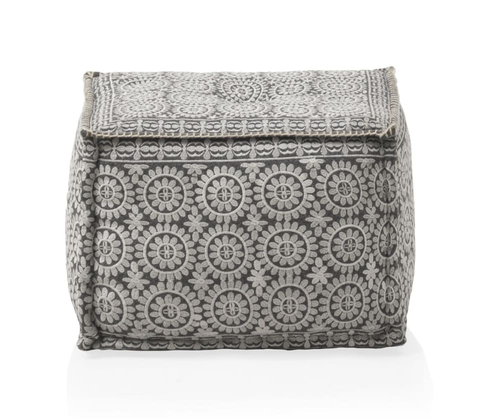 Pouf rectangulaire en textile coloris gris Pouf rectangulaire en textile coloris gris