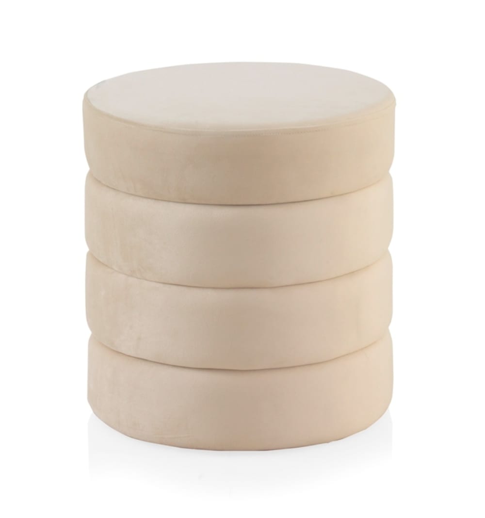 Pouf tapissé de velours blanc