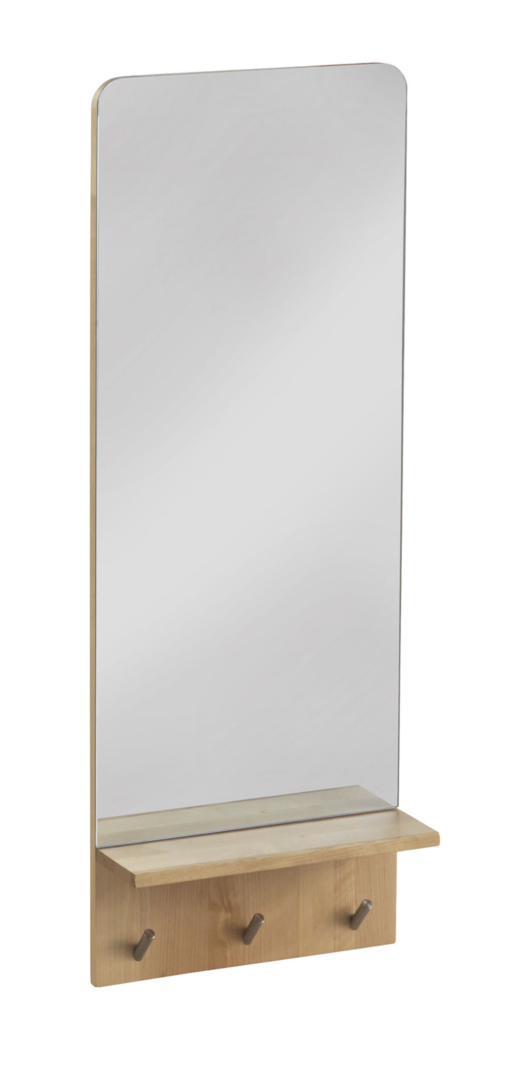 Miroir porte-manteau vertical en bouleau naturel