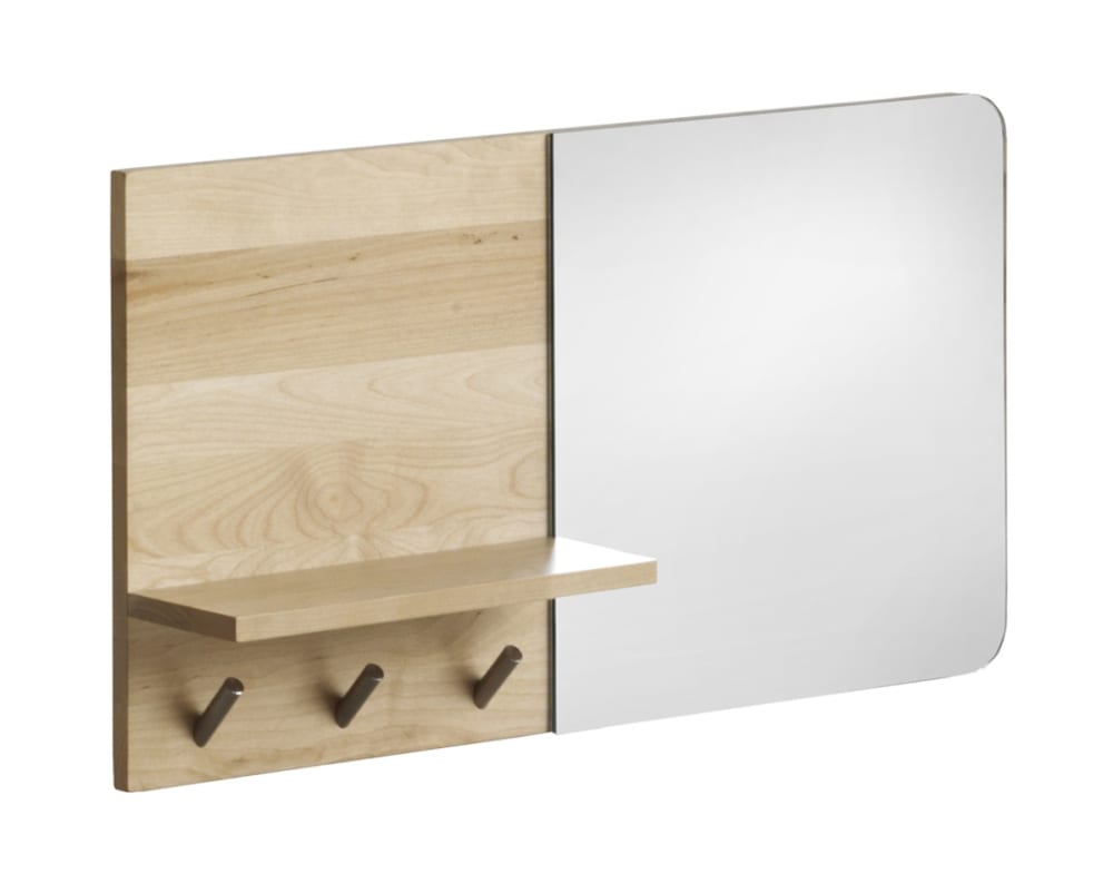 Miroir porte-manteau horizontal en bouleau naturel