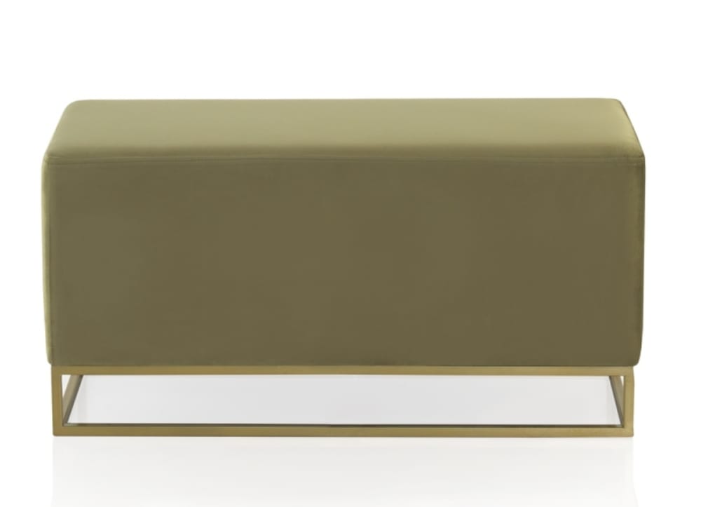 Tabouret tapissé en tissu velours vert avec base dorée - Maisons du Monde