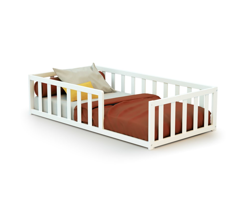 Lit enfant au sol en bois Blanc