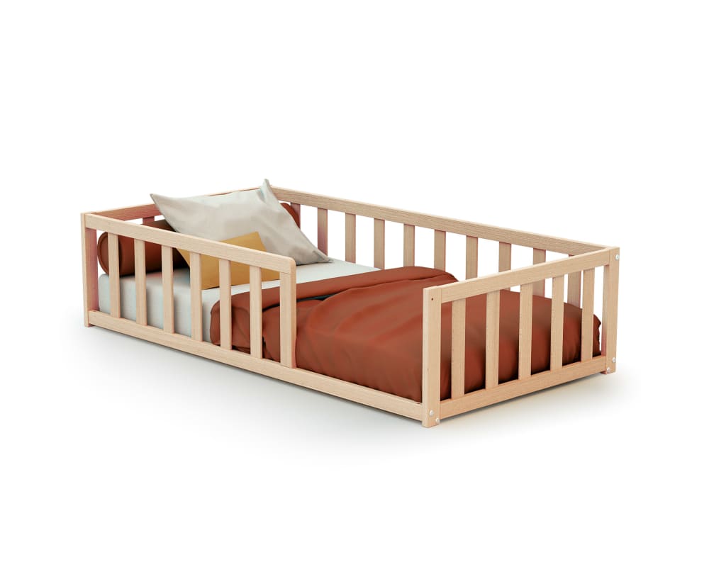 Lit enfant au sol en bois Hêtre Brut