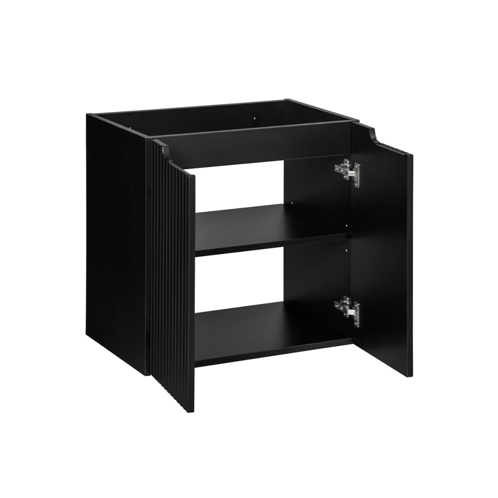 Waschbeckenunterschrank 60cm 2 Türen Melamin Schwarz - Maisons Du