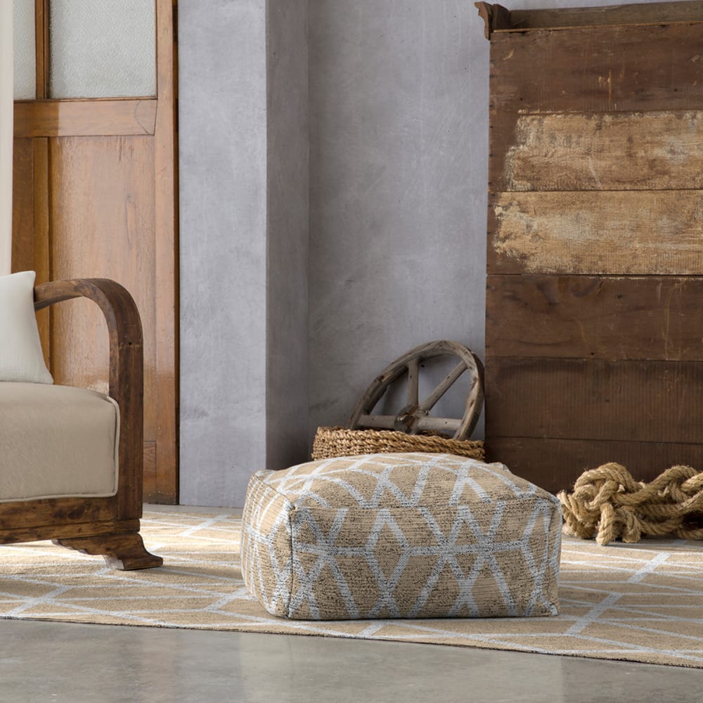 Pouf amovible carré beige 50x50x25 cm - Maisons du Monde