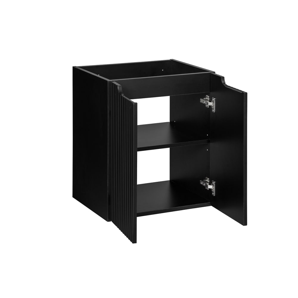 Waschbeckenunterschrank 50cm 2 Türen Melamin Schwarz - Maisons Du