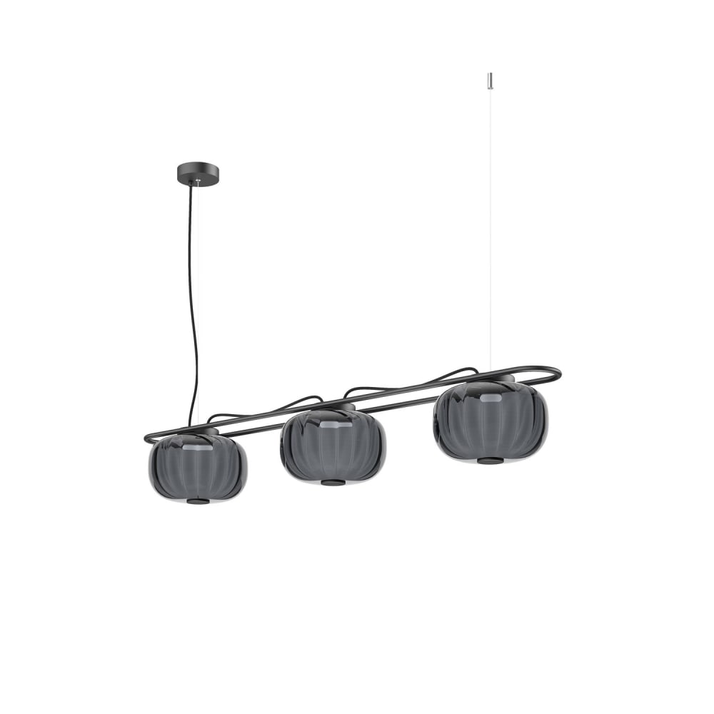 Suspension triple en verre opale, gris L:110cm — Beyit