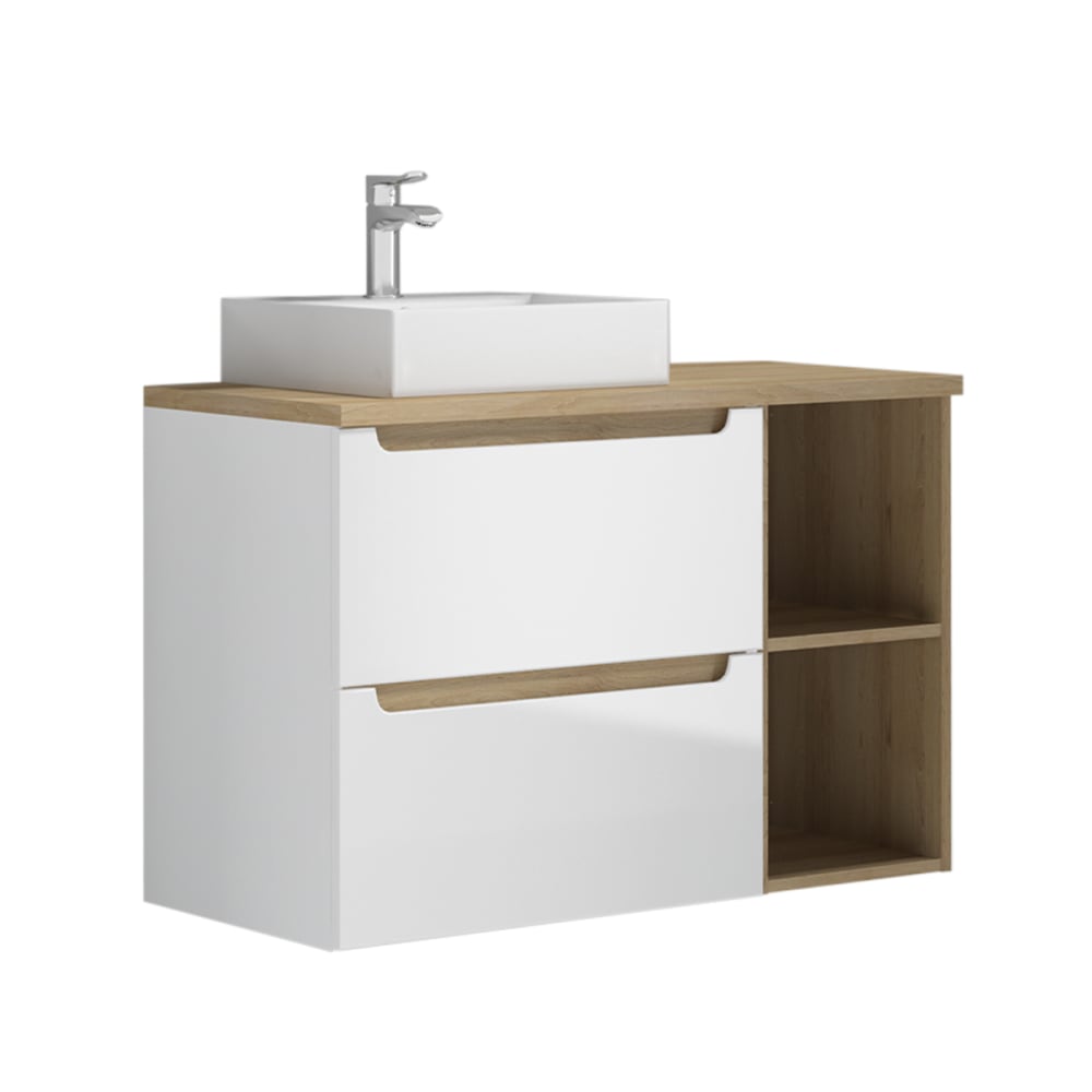 Meuble vasque 90cm stratifiés blanc