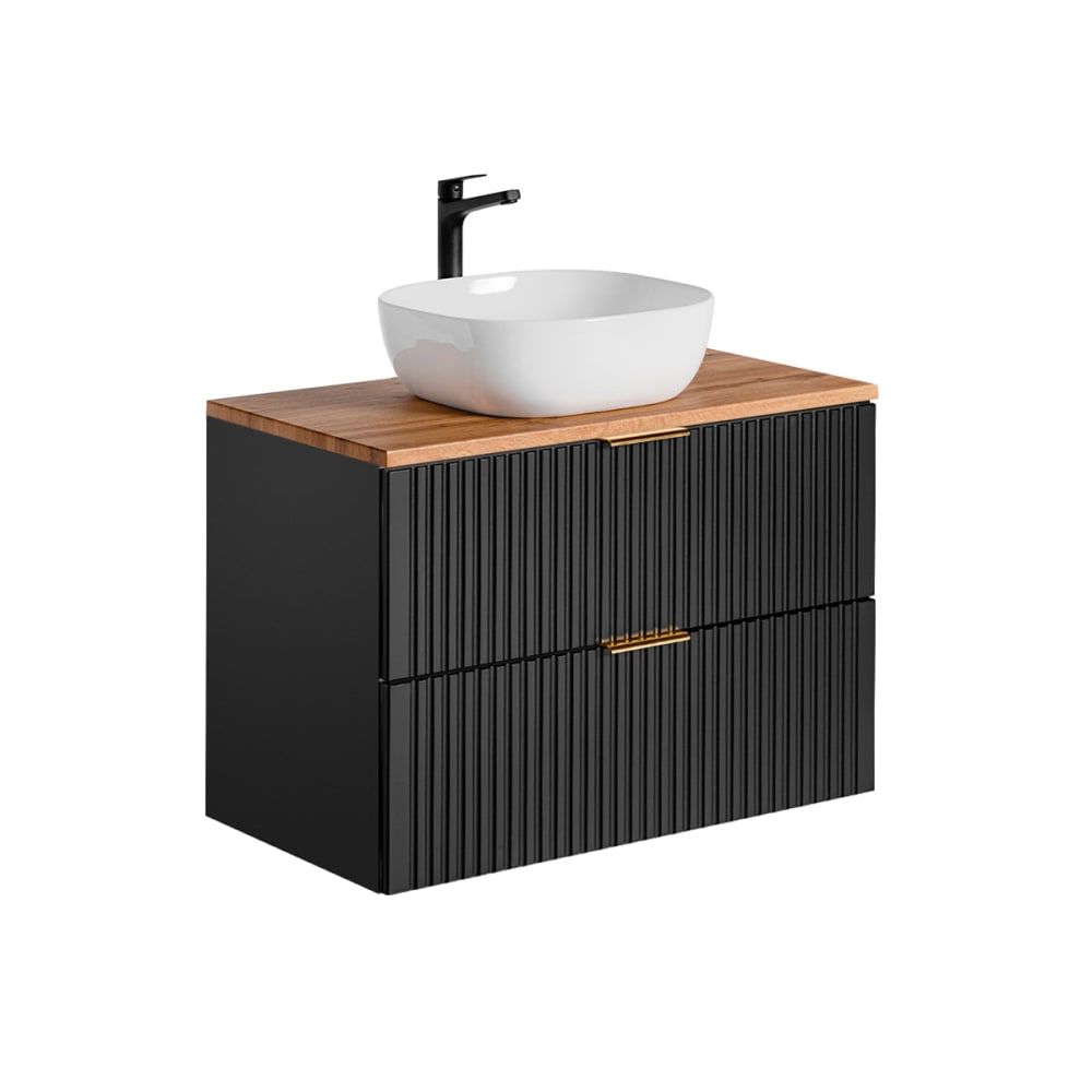 Meuble simple vasque 80cm panneaux mélaminé et mdf noir Meuble simple vasque 80cm panneaux mélaminé et mdf noir