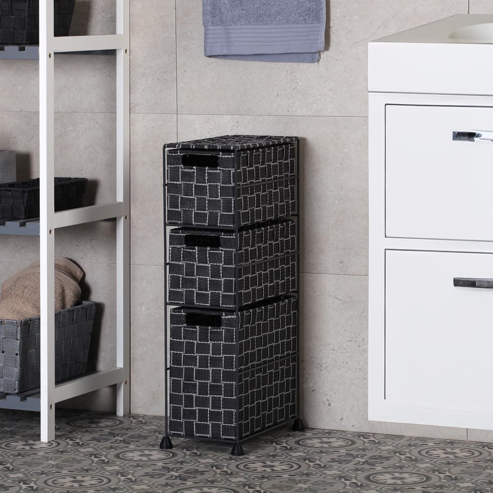 Badezimmerregal mit 3 Körben, schwarz - Maisons Du Monde