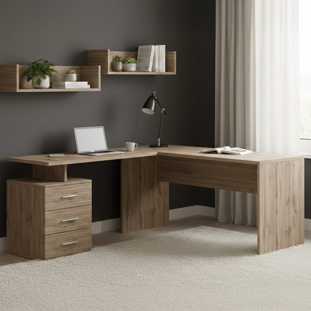 Bureau effet bois beige 160x60 cm